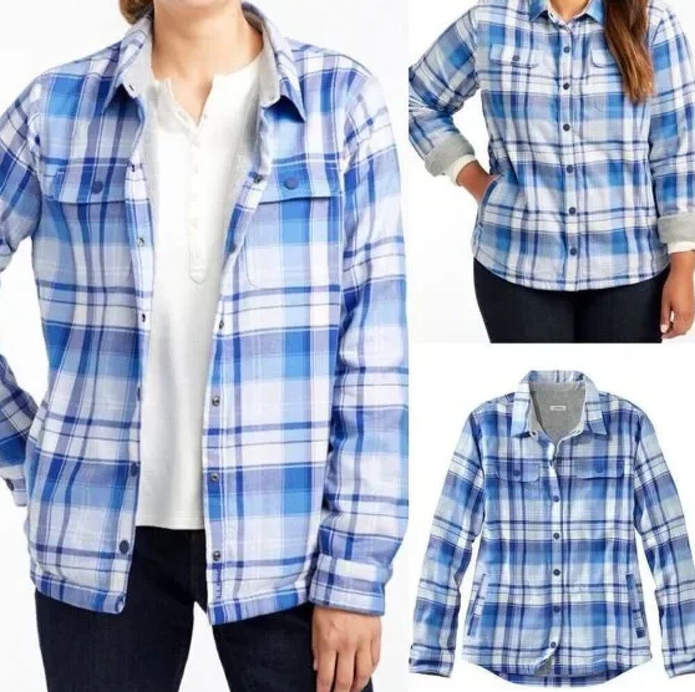 L.L. Bean Women’s Flannel Plaid Fleece Lined Shacket Small